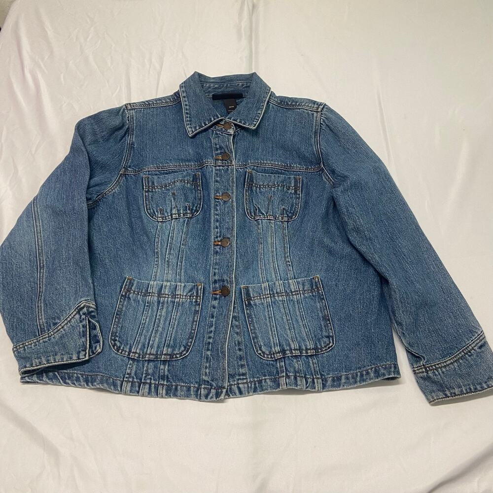 Venezia Jacket Denim Size 18/20 Vintage 90's Cotton Denim 4 Pocket Split Sleeve